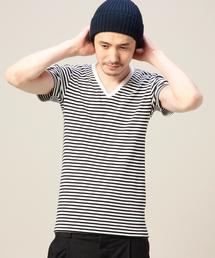 BEAUTY&YOUTH UNITED ARROWS | BY フライス ボーダー Vネック ショートスリーブ カットソー(Tシャツ/カットソー)