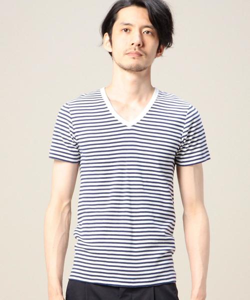 BEAUTY&YOUTH UNITED ARROWS（ビューティーアンドユースユナイテッドアローズ）の「BY フライス ボーダー ショートスリーブ VネックTシャツ ◆（Tシャツ/カットソー・メンズ・ブラック/グレー/ロイヤルブルー・MEDIUM/LARGE/SMALL/X-LARGE）」の11枚目の写真