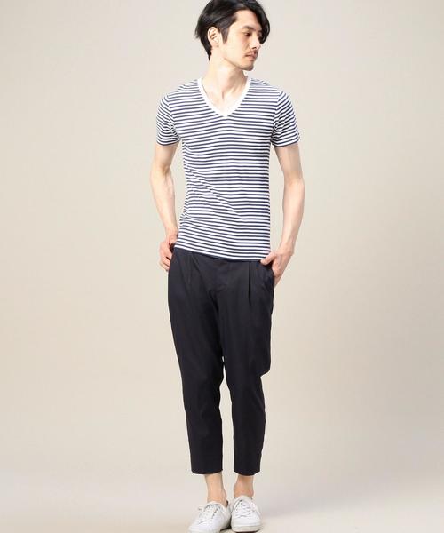 BEAUTY&YOUTH UNITED ARROWS（ビューティーアンドユースユナイテッドアローズ）の「BY フライス ボーダー ショートスリーブ VネックTシャツ ◆（Tシャツ/カットソー・メンズ・ブラック/グレー/ロイヤルブルー・MEDIUM/LARGE/SMALL/X-LARGE）」の13枚目の写真