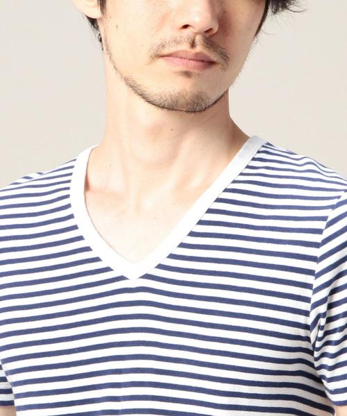 BEAUTY&YOUTH UNITED ARROWS（ビューティーアンドユースユナイテッドアローズ）の「BY フライス ボーダー ショートスリーブ VネックTシャツ ◆（Tシャツ/カットソー・メンズ・ブラック/グレー/ロイヤルブルー・MEDIUM/LARGE/SMALL/X-LARGE）」の14枚目の写真