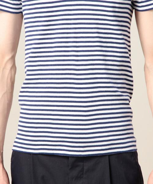 BEAUTY&YOUTH UNITED ARROWS（ビューティーアンドユースユナイテッドアローズ）の「BY フライス ボーダー ショートスリーブ VネックTシャツ ◆（Tシャツ/カットソー・メンズ・ブラック/グレー/ロイヤルブルー・MEDIUM/LARGE/SMALL/X-LARGE）」の9枚目の写真