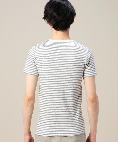 BEAUTY&YOUTH UNITED ARROWS（ビューティーアンドユースユナイテッドアローズ）の「BY フライス ボーダー ショートスリーブ VネックTシャツ ◆（Tシャツ/カットソー・メンズ・ブラック/グレー/ロイヤルブルー・MEDIUM/LARGE/SMALL/X-LARGE）」の7枚目の写真