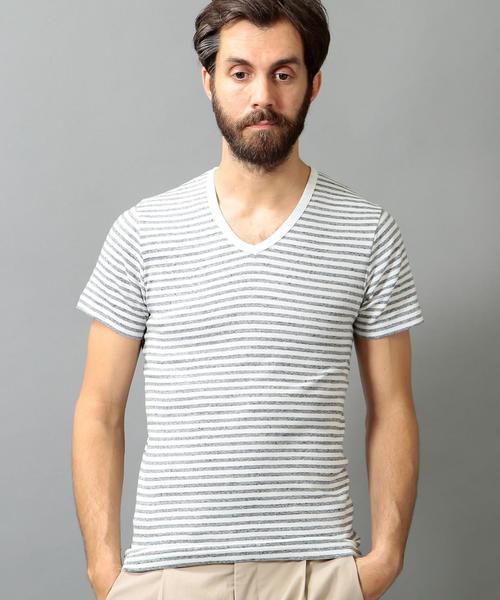 BEAUTY&YOUTH UNITED ARROWS（ビューティーアンドユースユナイテッドアローズ）の「BY フライス ボーダー ショートスリーブ VネックTシャツ ◆（Tシャツ/カットソー・メンズ・ブラック/グレー/ロイヤルブルー・MEDIUM/LARGE/SMALL/X-LARGE）」の17枚目の写真