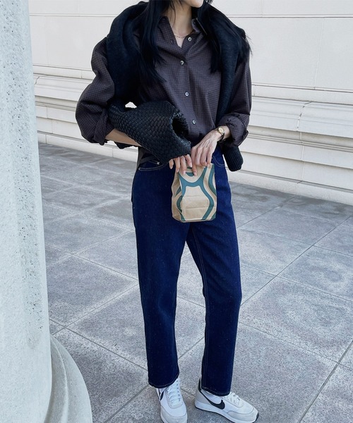MUYMONA(ムイモナ)の「チェックルーズシャツ mmw22a013【MUYMONA】【2022AW】(シャツ/ブラウス・レディース・ダークブラウン/ライトブラウン・FREE)」の13枚目の写真