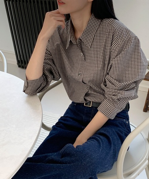 MUYMONA(ムイモナ)の「チェックルーズシャツ mmw22a013【MUYMONA】【2022AW】(シャツ/ブラウス・レディース・ダークブラウン/ライトブラウン・FREE)」の22枚目の写真