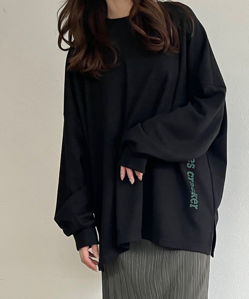 ISOOK(アイスー)の「【ZOZO限定】Back print loose tops / バックプリントルーズトップス(Tシャツ/カットソー・レディース・グレー/ブラック・FREE)」の4枚目の写真