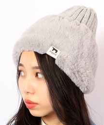 kippis フェイクファー切替ニットキャップ