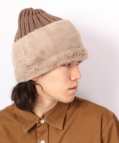 FUNALIVE(ファンアライブ)の「kippis フェイクファー切替ニットキャップ(ニットキャップ/ビーニー・メンズ・オフホワイト/ライトグレー/モカ・FREE)」の16枚目の写真