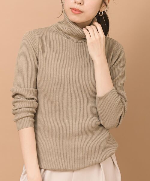 rps（アールピーエス）の「リブタートルニットプルオーバー（ニット/セーター・レディース・オフホワイト/杢グレー/ブラック/アイボリー/ベージュ/パープル・M/L）」の5枚目の写真