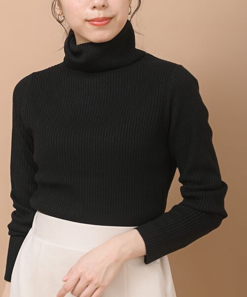 rps（アールピーエス）の「リブタートルニットプルオーバー（ニット/セーター・レディース・オフホワイト/杢グレー/ブラック/アイボリー/ベージュ/パープル・M/L）」の11枚目の写真