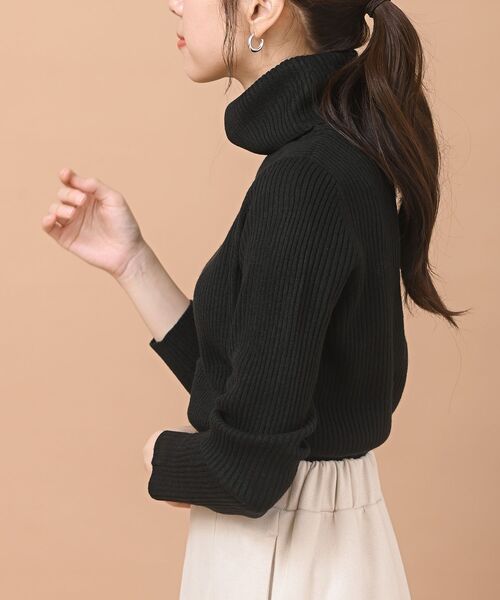 rps（アールピーエス）の「リブタートルニットプルオーバー（ニット/セーター・レディース・オフホワイト/杢グレー/ブラック/アイボリー/ベージュ/パープル・M/L）」の14枚目の写真