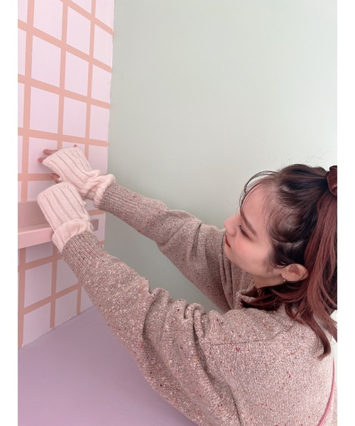 JUMELLE（ジュメロ）の「リブアームウォーマー（アームカバー・レディース・アイボリー/ピンク・FREE）」の8枚目の写真