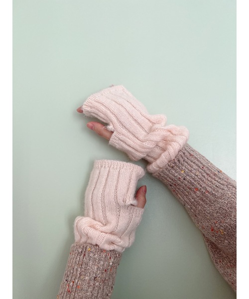 JUMELLE（ジュメロ）の「リブアームウォーマー（アームカバー・レディース・アイボリー/ピンク・FREE）」の9枚目の写真