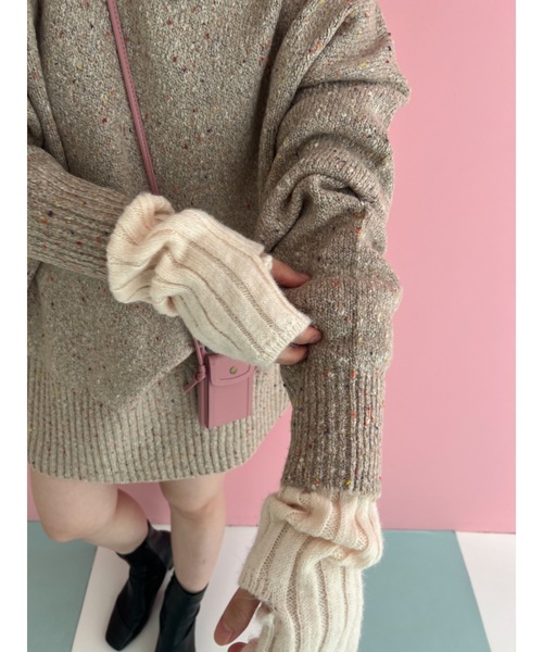 JUMELLE（ジュメロ）の「リブアームウォーマー（アームカバー・レディース・アイボリー/ピンク・FREE）」の11枚目の写真