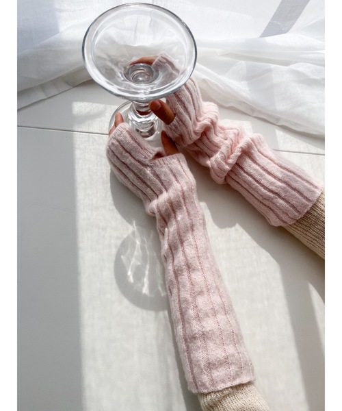 JUMELLE（ジュメロ）の「リブアームウォーマー（アームカバー・レディース・アイボリー/ピンク・FREE）」の6枚目の写真