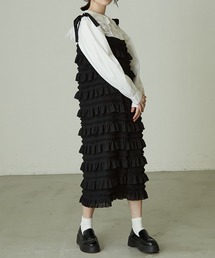 paravion | 【贅沢なたっぷりフリル】【リボンで長さ調整可能】フリルキャミワンピース(ワンピース)