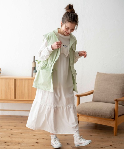 WEGO(ウィゴー)の「WEGO/スタンドネックミリタリーベスト(ベスト・レディース・カーキ/ブラック/ピンク/オフホワイト/グリーン・FREE)」の22枚目の写真