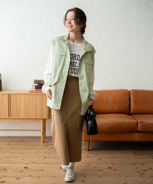 WEGO(ウィゴー)の「WEGO/スタンドネックミリタリーベスト(ベスト・レディース・カーキ/ブラック/ピンク/オフホワイト/グリーン・FREE)」の20枚目の写真