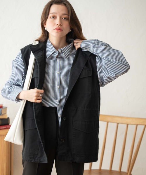 WEGO(ウィゴー)の「WEGO/スタンドネックミリタリーベスト(ベスト・レディース・カーキ/ブラック/ピンク/オフホワイト/グリーン・FREE)」の18枚目の写真