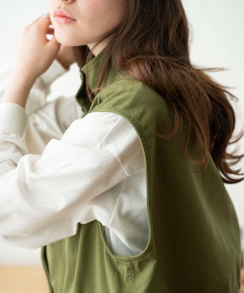 WEGO(ウィゴー)の「WEGO/スタンドネックミリタリーベスト(ベスト・レディース・カーキ/ブラック/ピンク/オフホワイト/グリーン・FREE)」の12枚目の写真