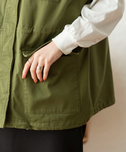 WEGO(ウィゴー)の「WEGO/スタンドネックミリタリーベスト(ベスト・レディース・カーキ/ブラック/ピンク/オフホワイト/グリーン・FREE)」の13枚目の写真