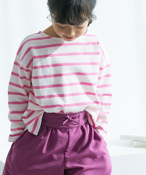 ROPE' PICNIC（ロペピクニック）の「【KIDS】リンクコーデ/UNISEXフレンチボーダートップス（Tシャツ/カットソー・キッズ・ブルー系その他4/ホワイト系その他5/ピンク・110/120/130/140/150）」の3枚目の写真