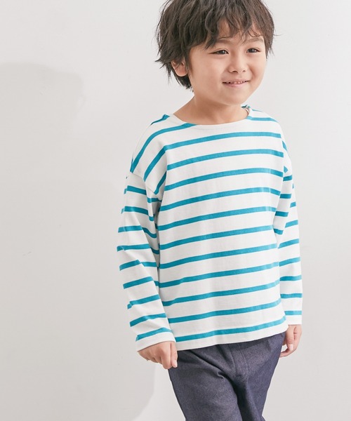 ROPE' PICNIC（ロペピクニック）の「【KIDS】リンクコーデ/UNISEXフレンチボーダートップス（Tシャツ/カットソー・キッズ・ブルー系その他4/ホワイト系その他5/ピンク・110/120/130/140/150）」の2枚目の写真