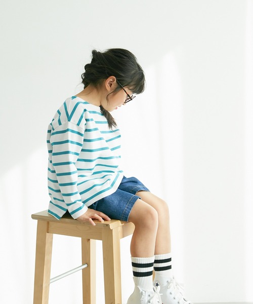 ROPE' PICNIC（ロペピクニック）の「【KIDS】リンクコーデ/UNISEXフレンチボーダートップス（Tシャツ/カットソー・キッズ・ブルー系その他4/ホワイト系その他5/ピンク・110/120/130/140/150）」の15枚目の写真