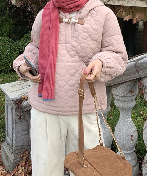 aimoha（アイモハ）の「ハーフジップキルトプルオーバー (AW)（パーカー・レディース・ベージュ/ピンク・FREE）」の8枚目の写真