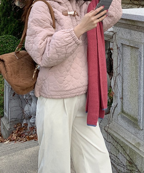 aimoha（アイモハ）の「ハーフジップキルトプルオーバー (AW)（パーカー・レディース・ベージュ/ピンク・FREE）」の9枚目の写真