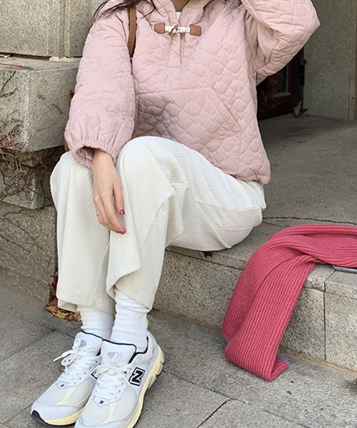 aimoha（アイモハ）の「ハーフジップキルトプルオーバー (AW)（パーカー・レディース・ベージュ/ピンク・FREE）」の10枚目の写真