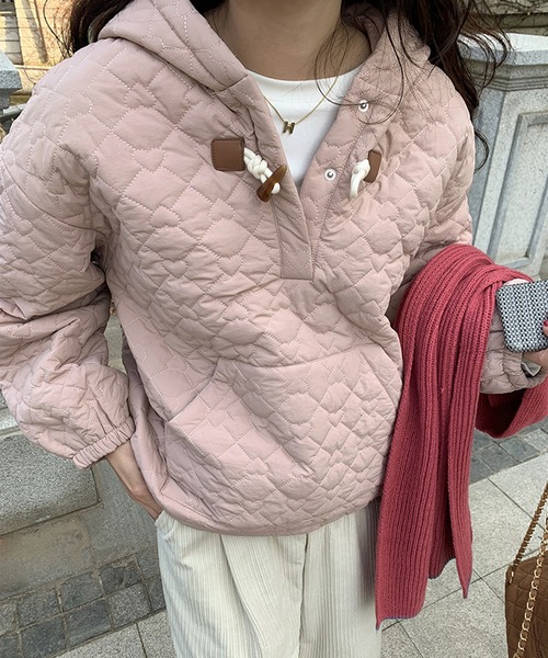 aimoha（アイモハ）の「ハーフジップキルトプルオーバー (AW)（パーカー・レディース・ベージュ/ピンク・FREE）」の7枚目の写真