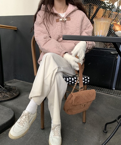 aimoha（アイモハ）の「ハーフジップキルトプルオーバー (AW)（パーカー・レディース・ベージュ/ピンク・FREE）」の6枚目の写真