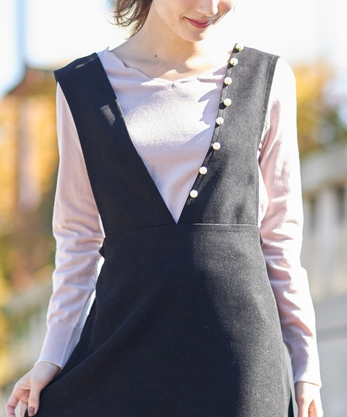 tocco closet（トッコ　クローゼット）の「スカラネック刺繍ニットプルオーバー（ニット/セーター・レディース・ピンクベージュ/ブラック/オフホワイト・M）」の16枚目の写真
