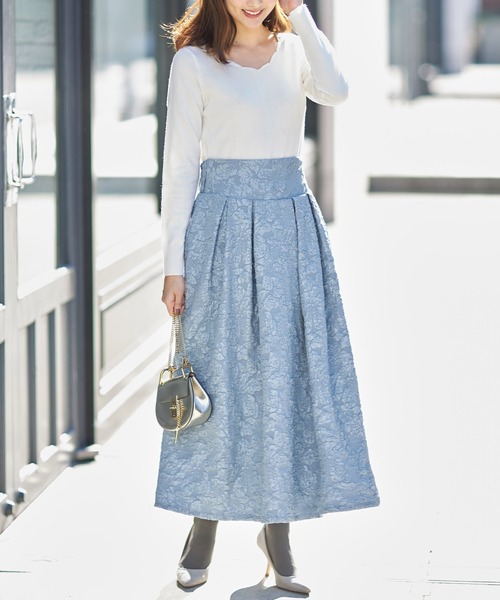 tocco closet（トッコ　クローゼット）の「スカラネック刺繍ニットプルオーバー（ニット/セーター・レディース・ピンクベージュ/ブラック/オフホワイト・M）」の15枚目の写真