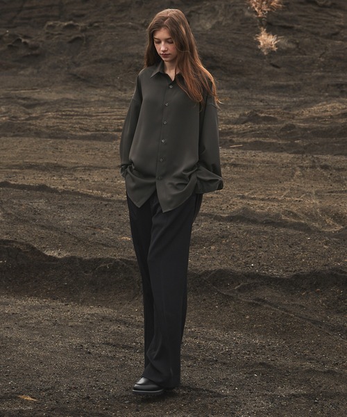 CIASENSE（シアセンス）の「Center press straight wide slacks pants /setup/センタープレスストレートワイドスラックスパンツ/セットアップ可（スラックス・メンズ・ブラック/チャコールグレー/グレイッシュブルー/ダークグレー・M/L）」の21枚目の写真