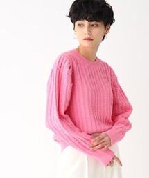 OPAQUE.CLIP | 【C】ケーブルミドルゲージプルオーバーニット(ニット/セーター)