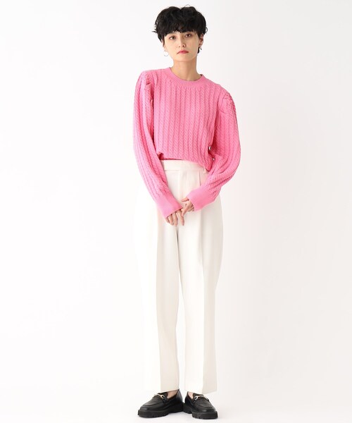 OPAQUE.CLIP（オペークドットクリップ）の「◆ケーブルミドルゲージ プルオーバーニット（ニット/セーター・レディース・オフホワイト/レモンイエロー/ベビーピンク/ライトブルー・38/36）」の8枚目の写真