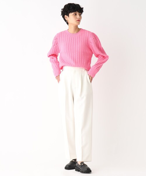 OPAQUE.CLIP（オペークドットクリップ）の「◆ケーブルミドルゲージ プルオーバーニット（ニット/セーター・レディース・オフホワイト/レモンイエロー/ベビーピンク/ライトブルー・38/36）」の9枚目の写真