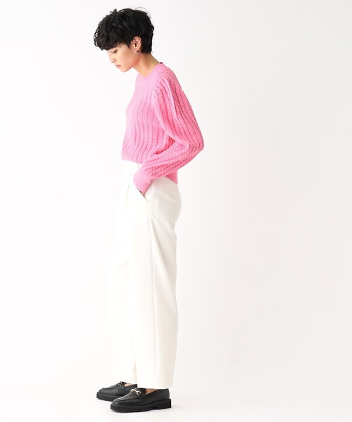 OPAQUE.CLIP（オペークドットクリップ）の「◆ケーブルミドルゲージ プルオーバーニット（ニット/セーター・レディース・オフホワイト/レモンイエロー/ベビーピンク/ライトブルー・38/36）」の10枚目の写真