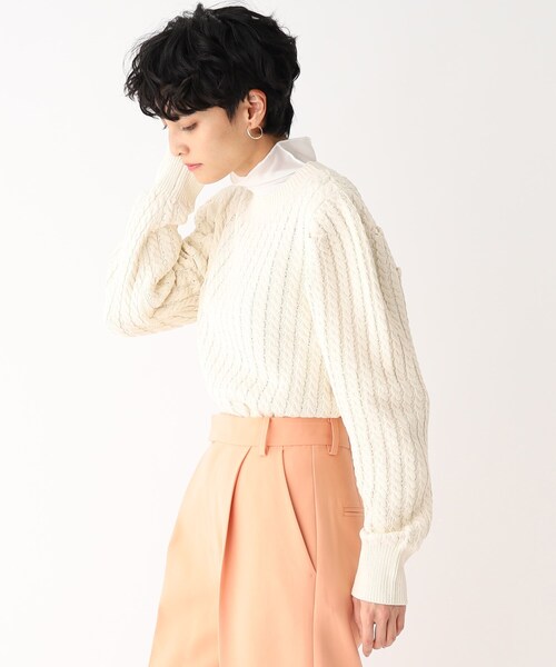 OPAQUE.CLIP（オペークドットクリップ）の「◆ケーブルミドルゲージ プルオーバーニット（ニット/セーター・レディース・オフホワイト/レモンイエロー/ベビーピンク/ライトブルー・38/36）」の20枚目の写真