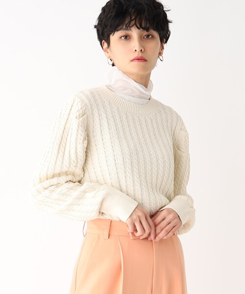 OPAQUE.CLIP（オペークドットクリップ）の「◆ケーブルミドルゲージ プルオーバーニット（ニット/セーター・レディース・オフホワイト/レモンイエロー/ベビーピンク/ライトブルー・38/36）」の21枚目の写真