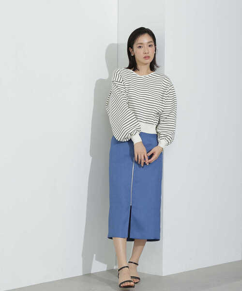 NATURAL BEAUTY BASIC（ナチュラルビューティーベーシック）の「クロップドボーダーニット（ニット/セーター・レディース・ホワイト系その他/ブラック系その他/パープル系その他・FREE）」の19枚目の写真