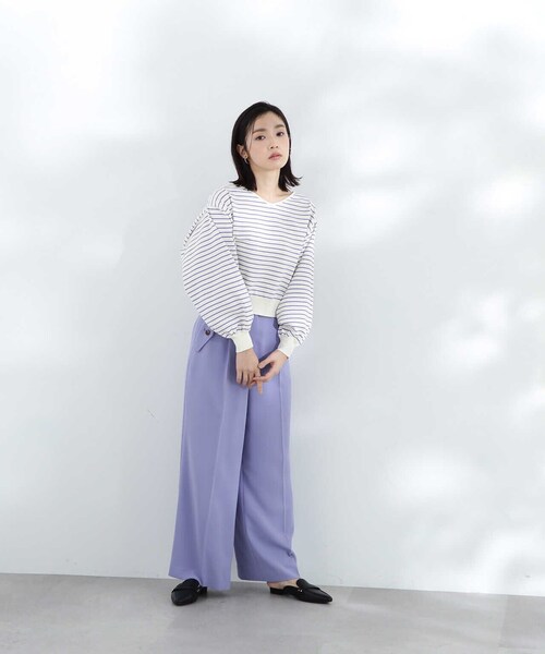 NATURAL BEAUTY BASIC（ナチュラルビューティーベーシック）の「クロップドボーダーニット（ニット/セーター・レディース・ホワイト系その他/ブラック系その他/パープル系その他・FREE）」の10枚目の写真