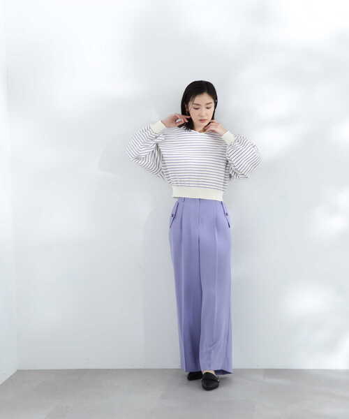 NATURAL BEAUTY BASIC（ナチュラルビューティーベーシック）の「クロップドボーダーニット（ニット/セーター・レディース・ホワイト系その他/ブラック系その他/パープル系その他・FREE）」の13枚目の写真