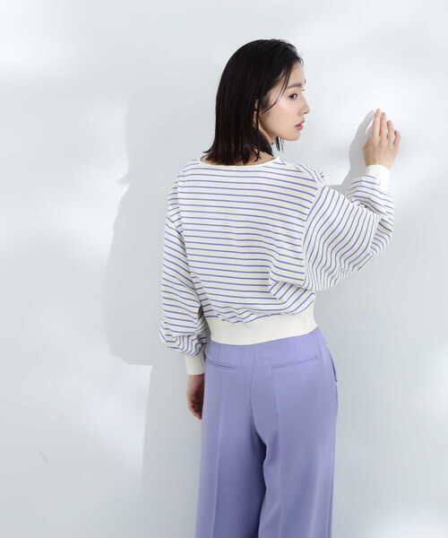 NATURAL BEAUTY BASIC（ナチュラルビューティーベーシック）の「クロップドボーダーニット（ニット/セーター・レディース・ホワイト系その他/ブラック系その他/パープル系その他・FREE）」の15枚目の写真