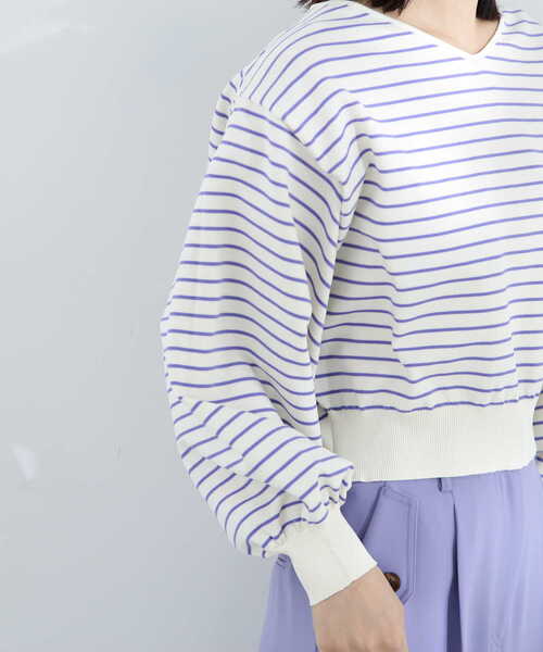 NATURAL BEAUTY BASIC（ナチュラルビューティーベーシック）の「クロップドボーダーニット（ニット/セーター・レディース・ホワイト系その他/ブラック系その他/パープル系その他・FREE）」の17枚目の写真