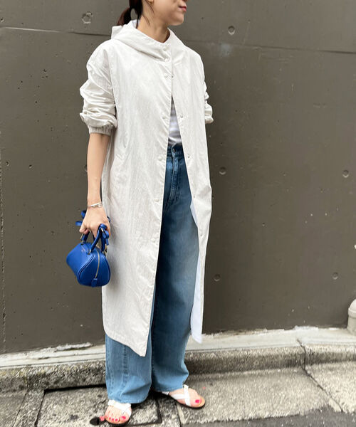 NOLLEY’S(ノーリーズ)の「◇【WEB限定】ミニリップストップロングコート(その他アウター・レディース・オフホワイト/チャコールグレー・FREE)」の1枚目の写真