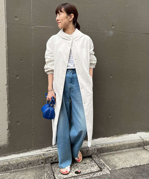 NOLLEY’S(ノーリーズ)の「◇【WEB限定】ミニリップストップロングコート(その他アウター・レディース・オフホワイト/チャコールグレー・FREE)」の16枚目の写真