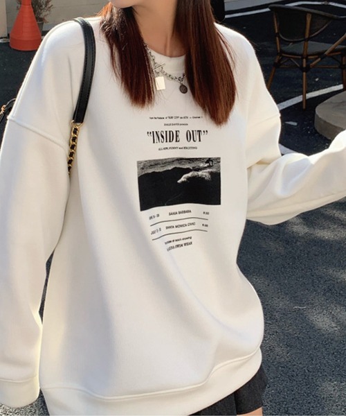 meJane（ミージェーン）の「レタリングロゴフォトプリントロンT（Tシャツ/カットソー・レディース・ホワイト/ネイビー/グレー・FREE）」の6枚目の写真